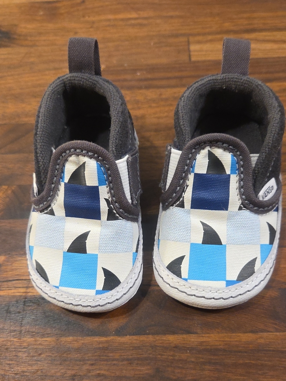 Vans Toddler Blue & White Checker Shark Slip-On Shoes